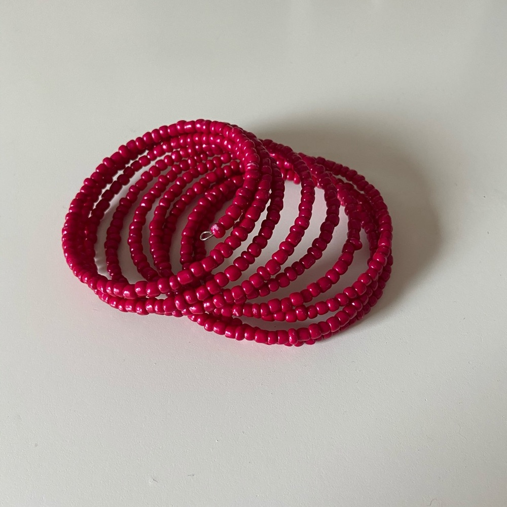 Beaded African Wrap Bracelet - Pink